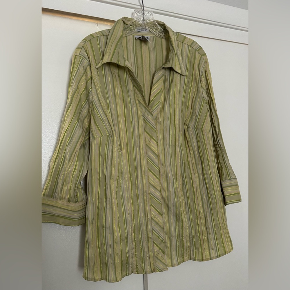 Unique Spectrum Lime and Cream Striped Shirt